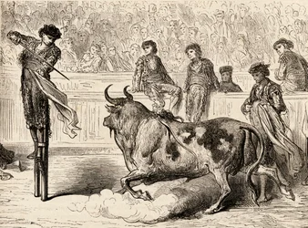 A Bullfighter Stood on Stilts at Seville, Spain, 1878